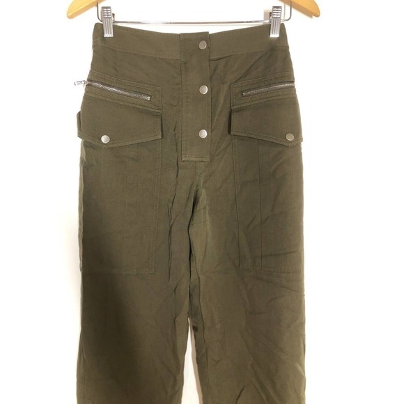 3.1 Phillip Lim Cargo Pants Wool Straight Leg Ankle Olive Green 0 - Picture 5 of 9